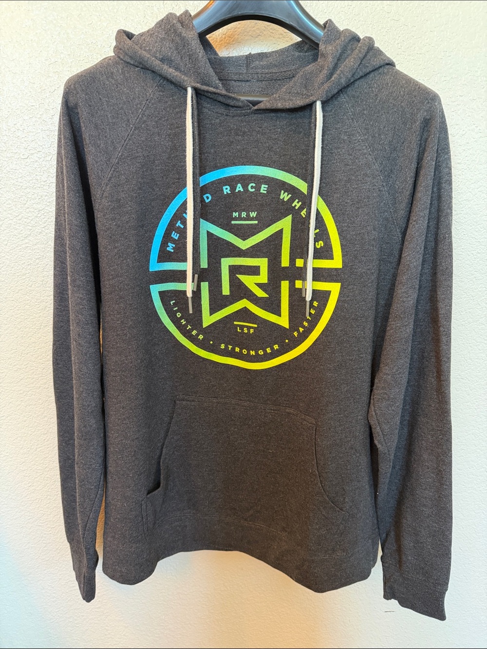 Method Race Wheels Charcoal Hoodie with Neon Blue-Green Logo